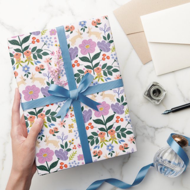 Floral light pink background wrapping paper (Gifting)