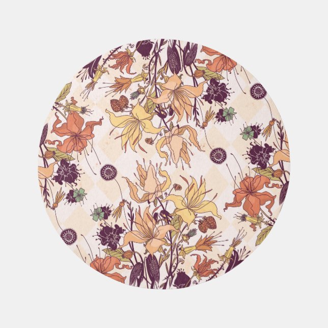 Floral Light Raster Illustration Rug (Front)