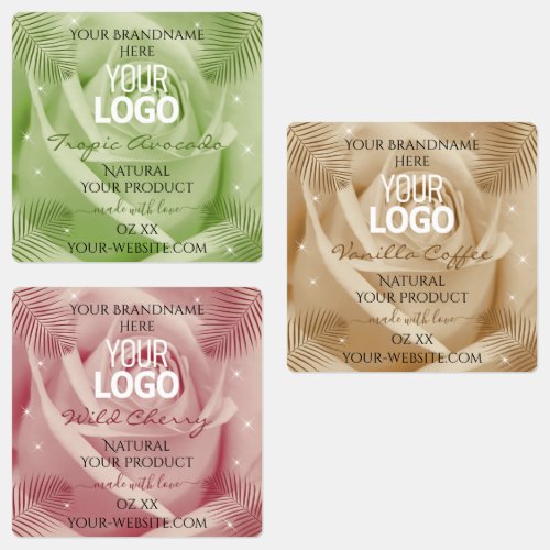 Floral Light Red Brown Green Product Labels Logo