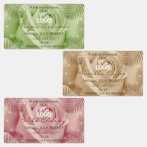 Floral Light Red Brown Green Product Labels Logo