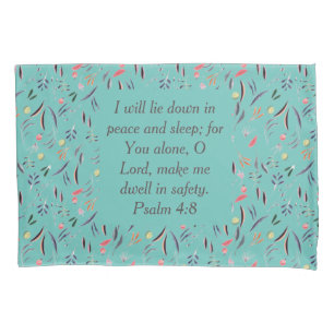 FLORAL Light Teal Peace Sleep Safety Christian Pillow Case