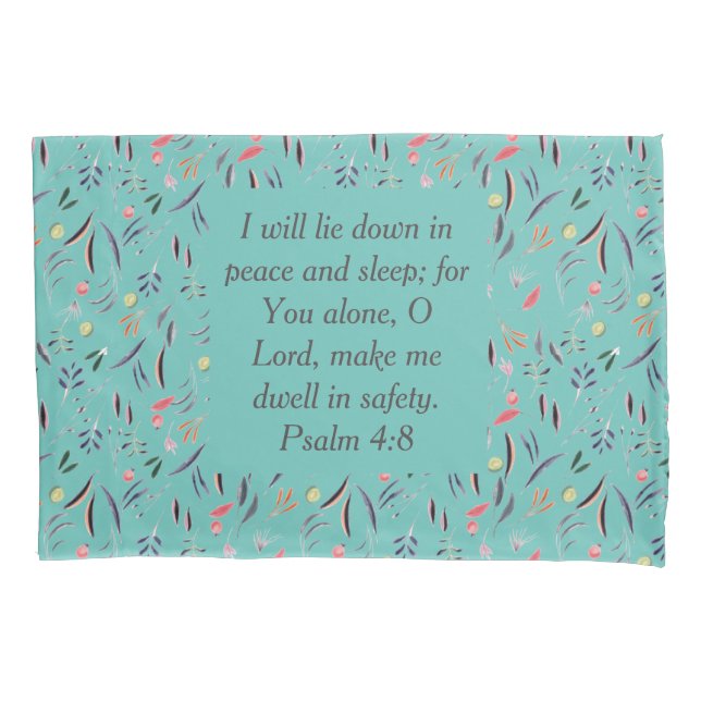 FLORAL Light Teal | Peace Sleep Safety | Christian Pillow Case (Front)
