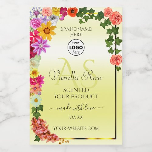 Floral Light Yellow Product Labels Monogram Logo