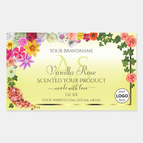 Floral Light Yellow Product Labels Monogram Logo