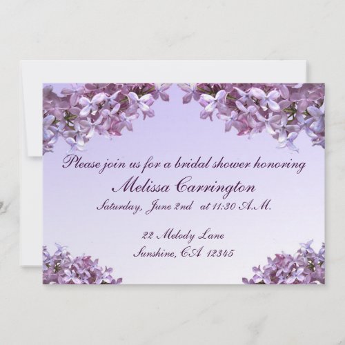 Lilac Bridal Shower Announcement
