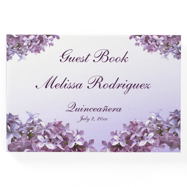Floral Lilac Flowers Quinceanera Guest Book