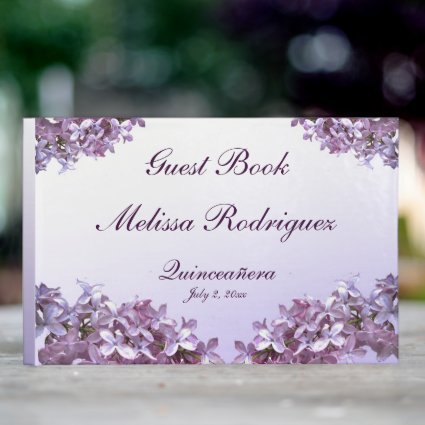 Floral Lilac Flowers Quinceanera Guest Book