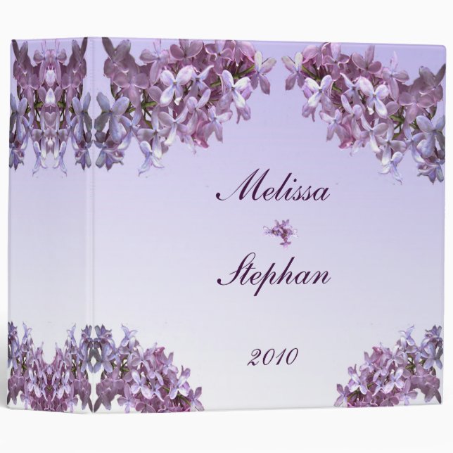 Floral Lilac Flowers Wedding Album Binder (Front/Spine)