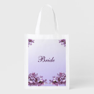 Floral Lilac Flowers Wedding Bridal Reusable Tote
