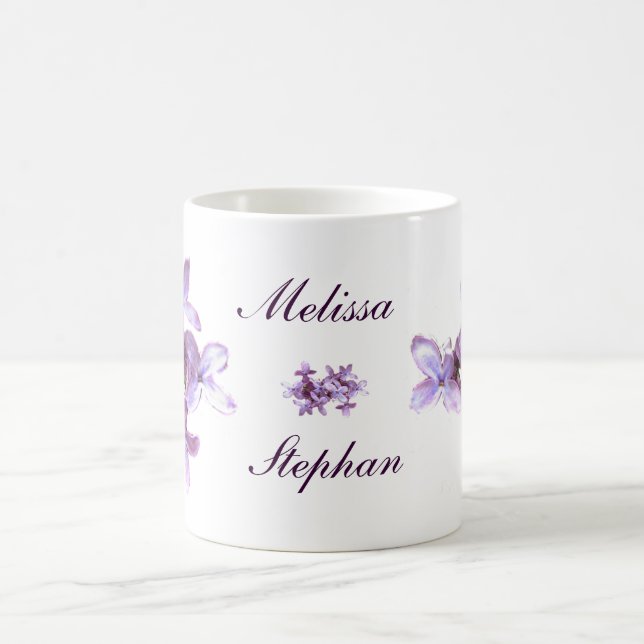 Floral Lilac Flowers Wedding Coffee Mug (Center)