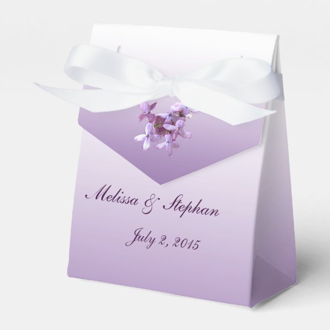 Floral Lilac Flowers Wedding Favor Box (Front Side)