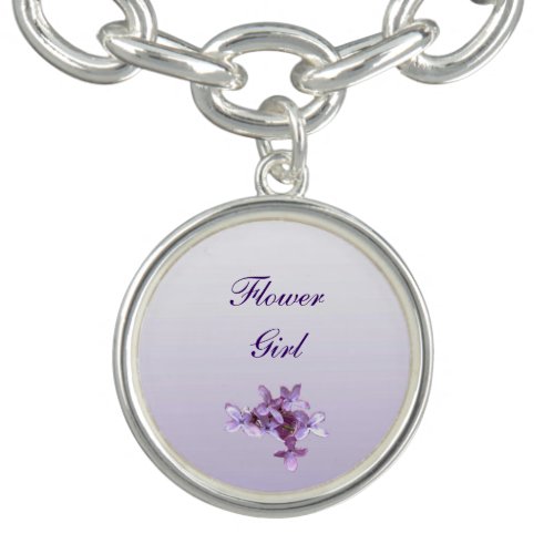 Floral Lilac Flowers Wedding Flower Girl Bracelet