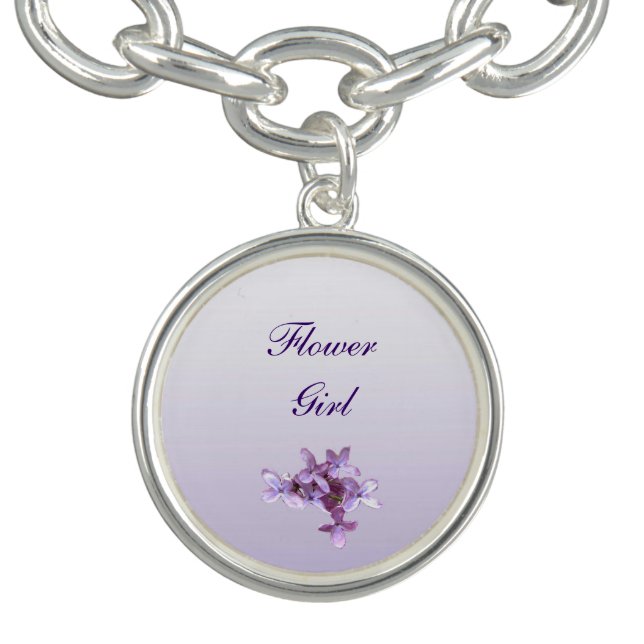Floral Lilac Flowers Wedding Flower Girl Bracelet (Design)