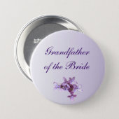 Floral Lilac Flowers Wedding Grandfather of Bride Pinback Button (Front & Back)