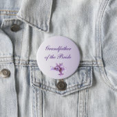 Floral Lilac Flowers Wedding Grandfather of Bride Pinback Button (In Situ)