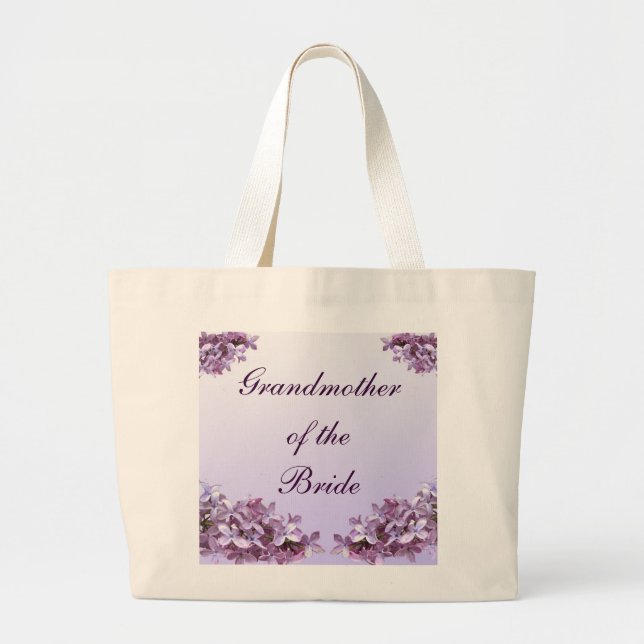 Floral Lilac Flowers Wedding Grandmother of Bride Large Tote Bag (Front)