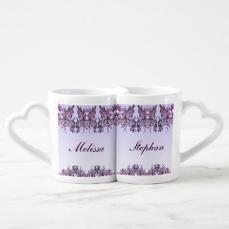 Floral Lilac Flowers Wedding Lovers Mugs