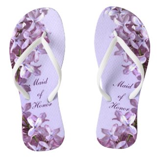 Floral Lilac Flowers Wedding Maid of Honor Flip Flops