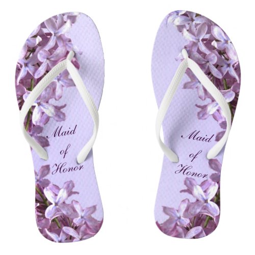 Floral Lilac Flowers Wedding Maid of Honor Flip Flops