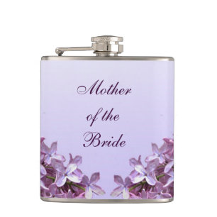 Floral Lilac Flowers Wedding Mother of the Bride Flask