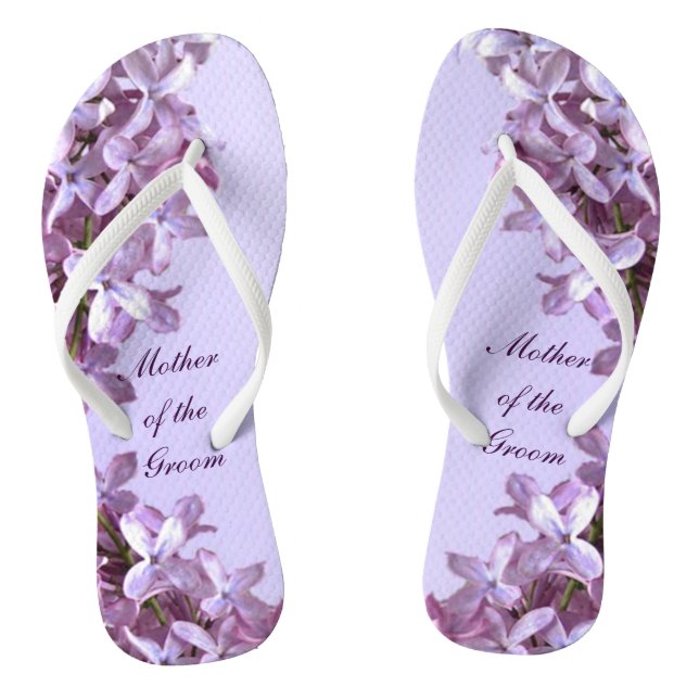 Floral Lilac Flowers Wedding Mother of the Groom Flip Flops (Footbed)