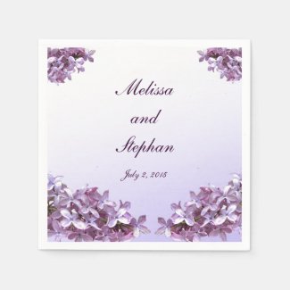 Floral Lilac Flowers Wedding Napkin