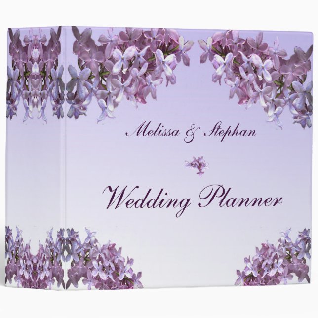 Floral Lilac Flowers Wedding Planner 3 Ring Binder (Front/Spine)