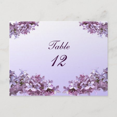 Floral Lilac Flowers Wedding Table Number