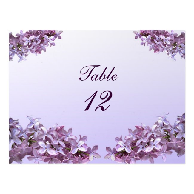 Floral Lilac Flowers Wedding Table Number