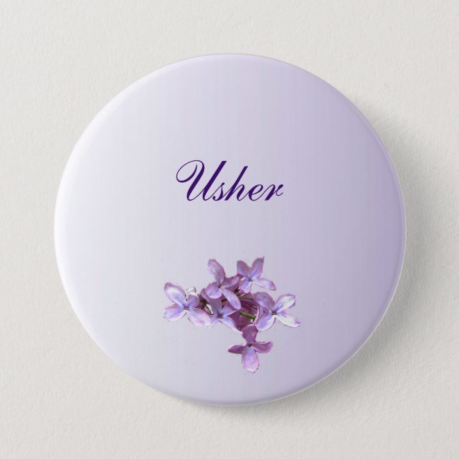 Floral Lilac Flowers Wedding Usher Pin