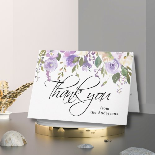 Floral Lilac Funeral Sympathy Thank You Photo Note
