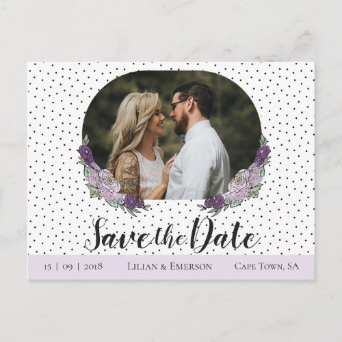 Floral Lilac  Lavender Custom Photo Save the Date Announcement Postcard