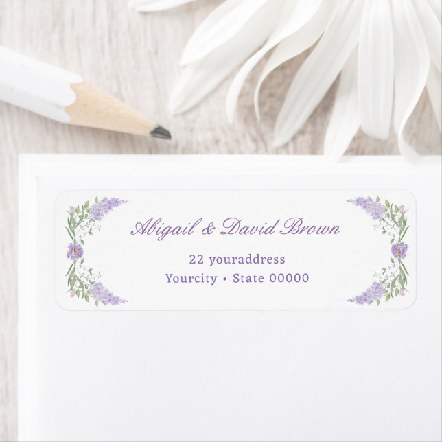 Floral Lilac Lavender Frame Return Address Label (Insitu)