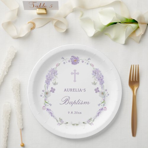 Floral Lilac Lavender Wreath Baptism
