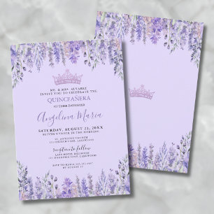 Floral Lilac Purple Quinceanera Invitation