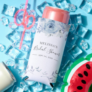 Floral Lilac Script Bridal Shower Seltzer Can Cooler