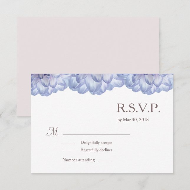 Floral lilac white blush petals wedding RSVP Invitation (Front/Back)