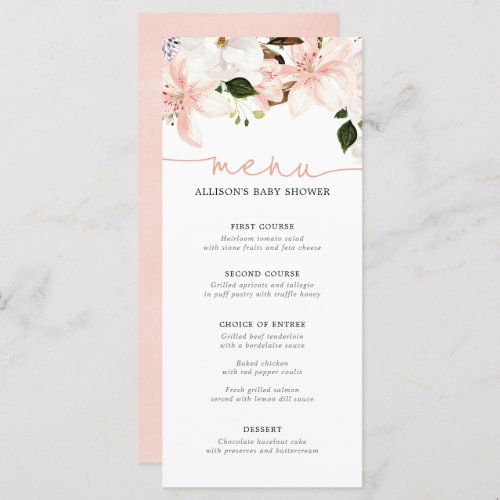 Floral lilies lily flower spring baby shower menu