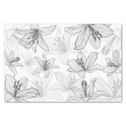 Floral Lilies Line Art  Tissue Paper