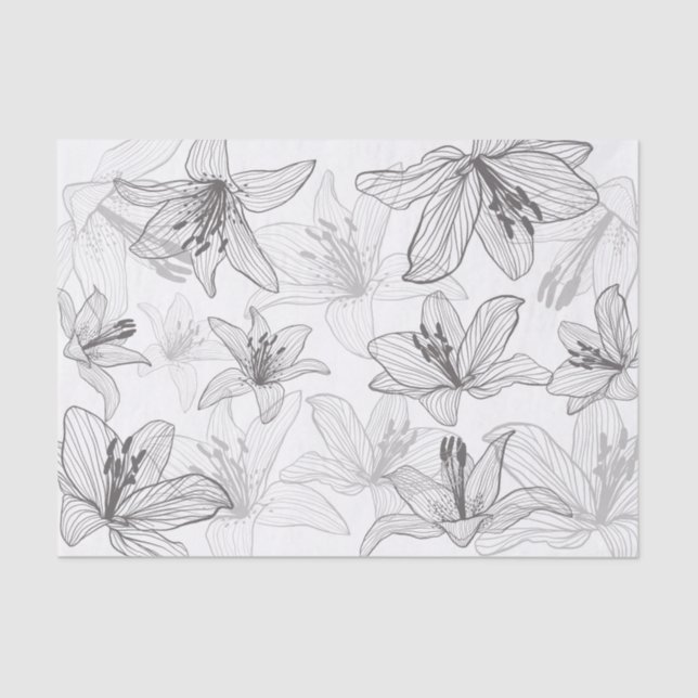 Floral Lilies Line Art  Tissue Paper (Front)