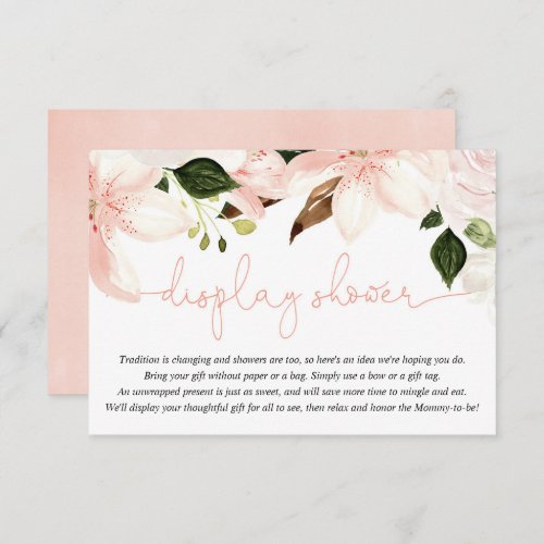 Floral lilies pink white floral display shower enclosure card