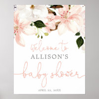 Floral lilies spring baby shower welcome sign