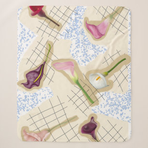 Floral Lilly Pattern  Sherpa Blanket