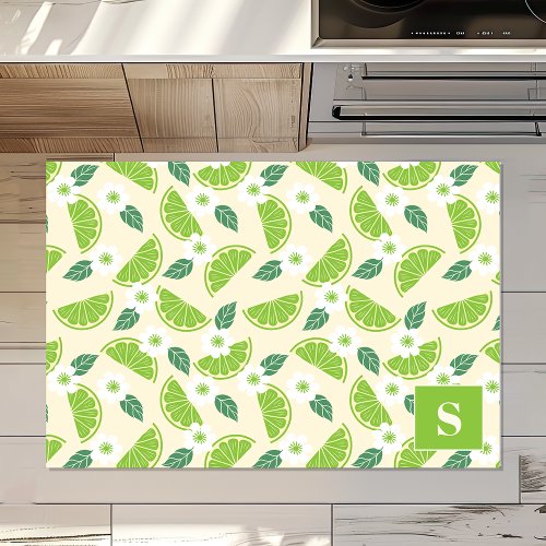 Floral Lime Slices Personalized Kitchen Rug