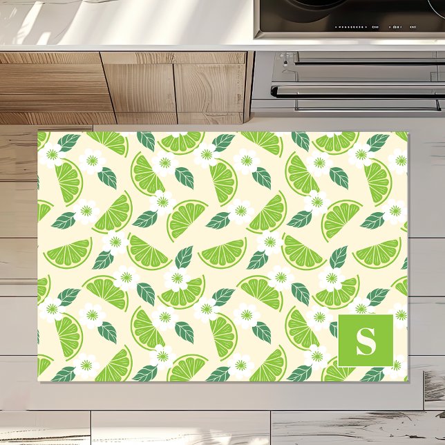 Floral Lime Slices Personalized Kitchen Rug (Creator Uploaded)