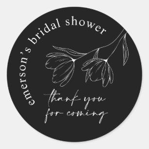 Floral Line Art Bridal Shower Favor Seal Sticker