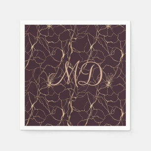 Floral Line Art Delicate Botanical Napkins