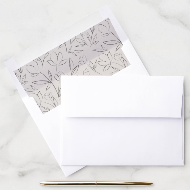 Floral line art envelope liner (Desk)