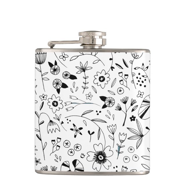 Floral Line Art Flask (Front)