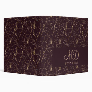 Floral Line Art Luxe Botanical Leaves 3 Ring Binder